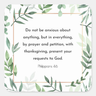 Sticker Carré Philippiens 4:6, Verse de la Bible