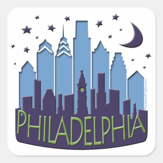 Sticker Carré Philly Skyline grand cool (Devant)