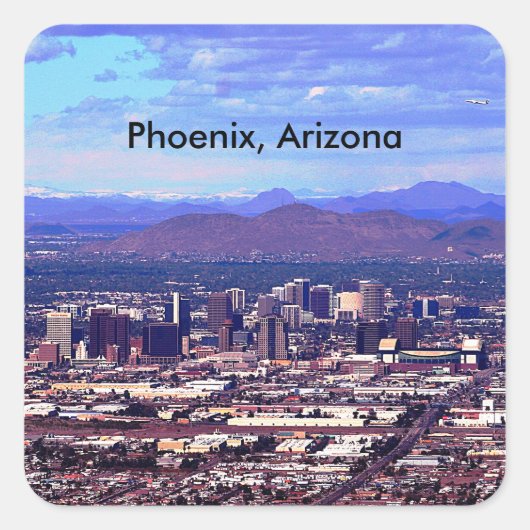 Sticker Carré Phoenix Arizona Skyline en journée (Devant)