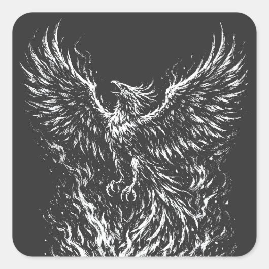 Sticker Carré Phoenix renaissant des flammes par BurnsInHell (Devant)