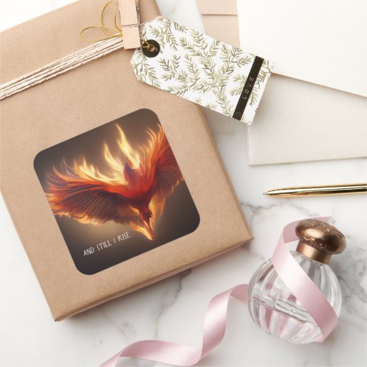 Sticker Carré Phoenix Rising Support Inspirer Force (Cadeaux)