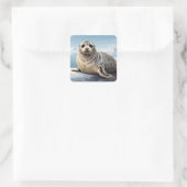 Sticker Carré Phoque annelé sur la glace de mer (Sac)