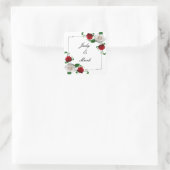 Sticker Carré Phoque Mariage de Noël Roses rouges et blanches (Sac)