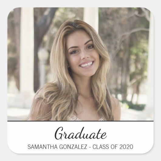 Sticker Carré Phoque moderne noir blanc photo Enveloppe de gradu (Devant)