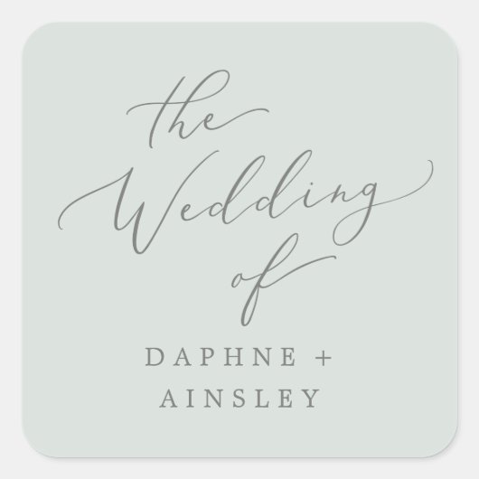 Sticker Carré Phoques de l'enveloppe Mariage verte de menthe de  (Devant)