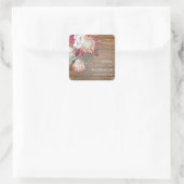 Sticker Carré Phoques d'enveloppe de Mariage rustique floral (Sac)