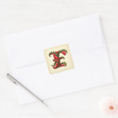 Sticker Carré Phoques d'enveloppe F Monogramme de Noël (Enveloppe)