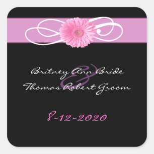Sticker Carré Phoques d'enveloppe Mariage Gerber Daisy
