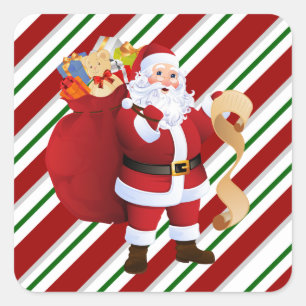 Sticker Carré Phoques d'enveloppe rouge et blanche du Père Noël