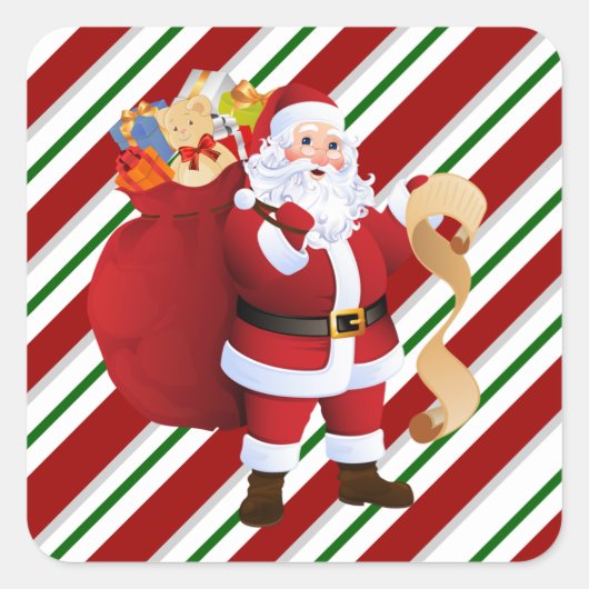 Sticker Carré Phoques d'enveloppe rouge et blanche du Père Noël (Devant)