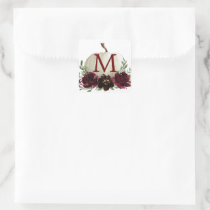 Sticker Carré Phoques d'enveloppes Citrouilles Monogram Bourgogn