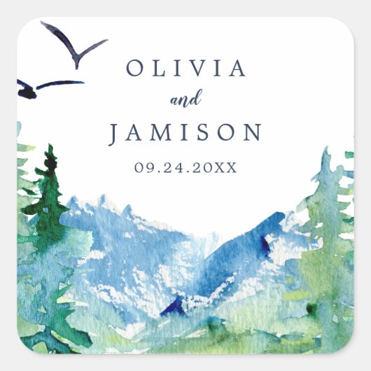 Sticker Carré Phoques d'enveloppes de mariage Rocky Mountain Des (Devant)