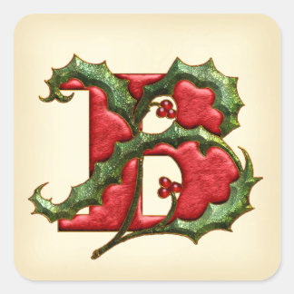 Sticker Carré Phoques d'enveloppes de monogramme B de Noël