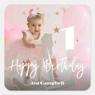 Sticker Carré Photo Anniversaire personnalisé