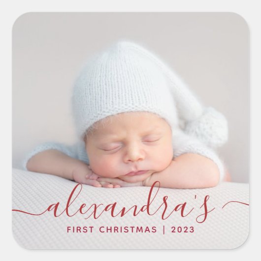 Sticker Carré Photo Baby First Christmas (Devant)
