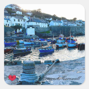 Sticker Carré Photo Coeur Personnalisé Couverture Port Dusk Corn