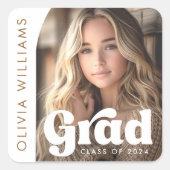 Sticker Carré Photo d'arch blanc rétro diplômé (Devant)