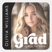 Sticker Carré Photo d'archive noir rétro diplômé graduation (Devant)