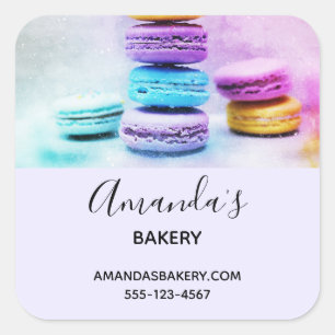 Sticker Carré Photo de Colorful Macarons Business