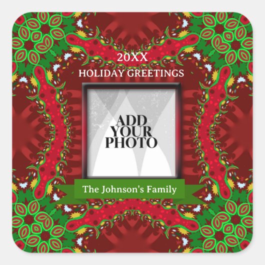 Sticker Carré Photo de famille de vacances heureuse (Devant)