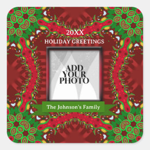 Sticker Carré Photo de famille de vacances heureuse