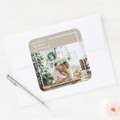 Sticker Carré Photo de famille moderne | Joyeux Joyeux Joyeux Bé (Enveloppe)