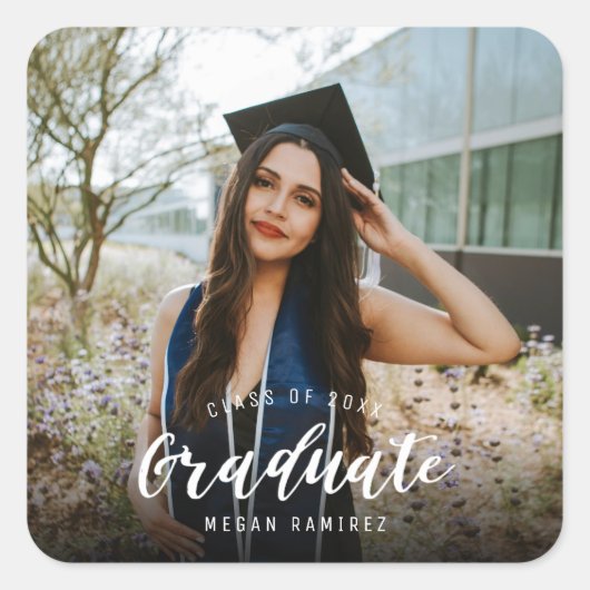 Sticker Carré Photo de fin d'études secondaires (Devant)