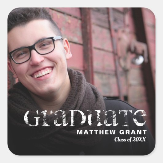 Sticker Carré Photo de la fête de la graduation branchée (Devant)