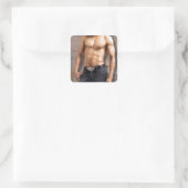 Sticker Carré Photo de la poitrine nue de l'homme (Sac)