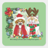 Sticker Carré Photo de Noël annuelle du chat (Devant)