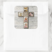 Sticker Carré Photo de première communion Rustic Wood Cross - St (Sac)