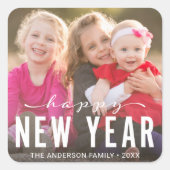 Sticker Carré Photo du Jour de l'An moderne (Devant)