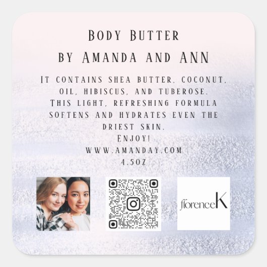 Sticker Carré PHOTO DU LOGO DE QRCODE DESCRIPTION DU PRODUIT Ros (Devant)