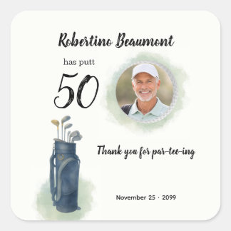 Sticker Carré Photo élégant sur le thème de golf pour homme 50 a