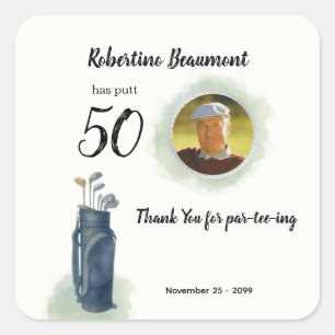 Sticker Carré Photo élégant sur le thème de golf pour les 50 ans