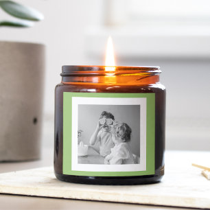 Sticker Carré Photo Famille Moderne Vert Simple Lovely Cadeau