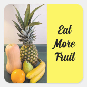 Sticker Carré Photo Fruit Assorti Sain Rappel Jaune