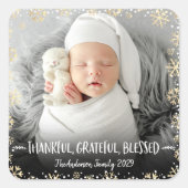 Sticker Carré Photo Grateful Snowflake or béni (Devant)
