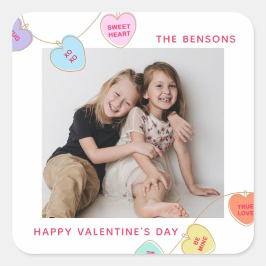 Sticker Carré Photo Heart Candy Saint Valentin (Devant)