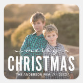 Sticker Carré Photo Joyeux Noël moderne (Devant)