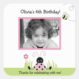 Sticker CARRÉ Photo Little Ladybug (rose)