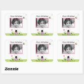 Sticker CARRÉ Photo Little Ladybug (rose) (Feuille)