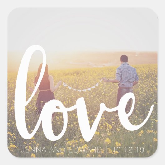 Sticker Carré Photo Mariage Love Se Marier (Devant)