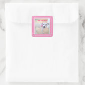 Sticker Carré Photo mignonne blanc chiot visage rose (Sac)