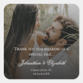 Sticker Carré Photo moderne avec Black Overlay Wedding Favor (Devant)