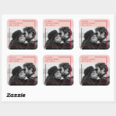 Sticker Carré Photo moderne | Cadeau de Valentines Rouge et Rose (Feuille)