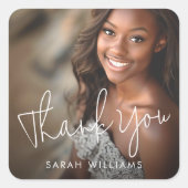 Sticker Carré Photo moderne script graduation merci (Devant)