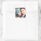 Sticker Carré Photo moderne Simple Enregistrer la date Mariage (Sac)
