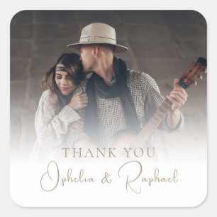 Sticker Carré Photo Overlay Gold Texte Boho Mariage Merci