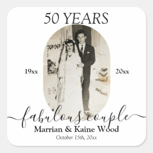 Sticker Carré Photo personnalisé moderne 50e anniversaire de mar